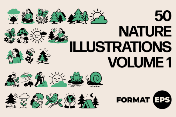 Download 50 Nature Illustrations Volume 1 - Nature illustrations Collection