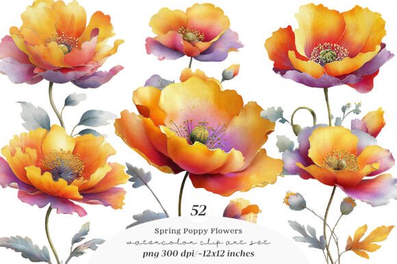 Download Whimsical Spring Poppy Flowers Clipart - Poppy flowers Collection