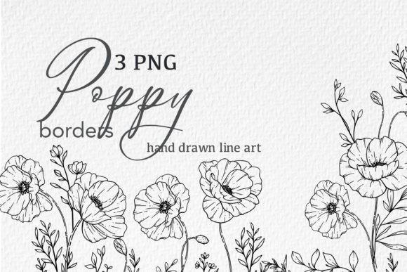 Download Poppy Flowers LINE ART. Poppy CLIPART - Poppy flowers Collection