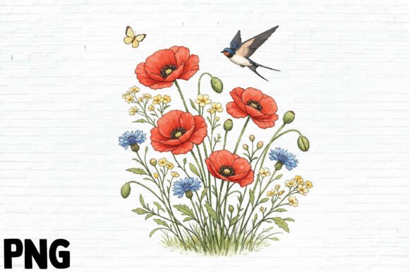 Download Vintage Botanical Poppy Flowers - Poppy flowers Collection