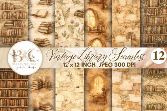 Download Vintage Library Seamless Digital Paper - Premium Resources